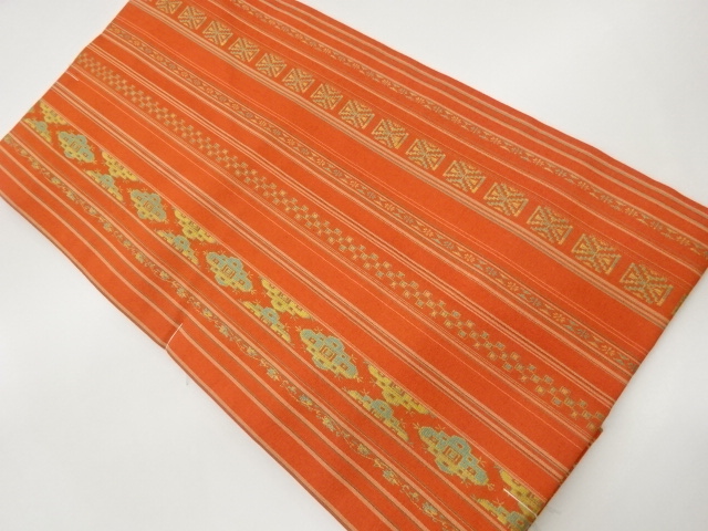 JAPANESE NAGOYA OBI / UNUSED / WOVEN GEOMETRIC